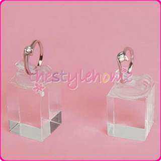 Set of 7 Clear Acrylic Ring Jewelry Display Showcase  
