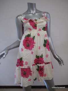 NWT Juicy Couture White w/Pink Flowers Cotton Dress 0  