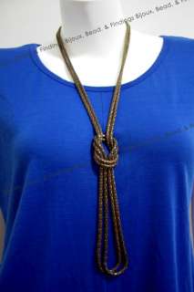 Burnish Tone Knot Style Metal Snake Chain Fashion Women Long Necklace 