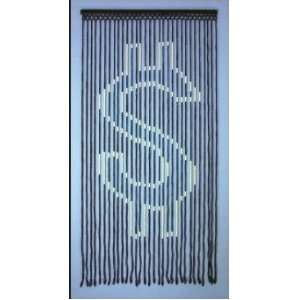 Beaded Door Curtain ~ Dollar Sign ~ Hand Painted ~ Fits Standard Door 