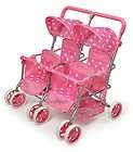 Doll Quad Deluxe Doll Stroller Pink Polka Dots Kids Toy