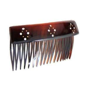   Lip Covered Comb With Crystal Stone Decoration Tortoise Shell Beauty