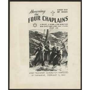 Honoring,Four Chaplains,torpedoed Dorchester sinks,1948  