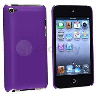 White+Dark Purple Rear Rubber Hard Skin Case For iPod Touch 4 4th Gen 