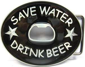 SAVE WATER DRINK BEER BELT BUCKLE BOTTLE OPENER B24  