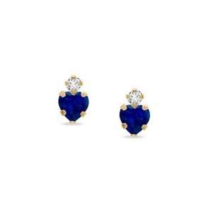   Lab Created Sapphire Stud Earrings in 10K Gold with CZ 4mm BLUE TOPAZ