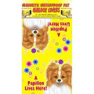 Papillon (reddish brown & white) 18 x 18 Fully Magnetic Dog Mailbox 