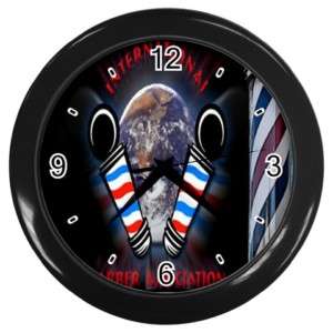 New Custom Black Wall Clock Barber Shop Logo  