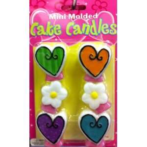  Mini Molded Cake Candles   Hearts and Flowers Birthday Cake 