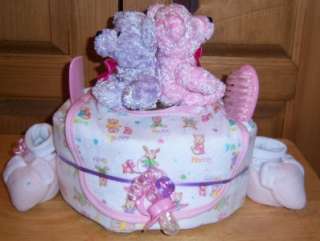 Baby Shower Single Tier Diaper Cake, Bear, Duck, Safari, Prince 