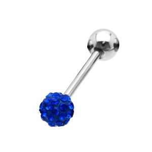 Silver Stainless Steel Tongue Piercing   Bleu (18G) Toys 