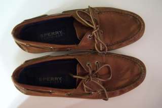 SPERRY TOP SIDER Size 10 Brown Boat Deck Genuine Leather Shoes 2 eyes 