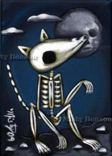 It looks like there is a bad moon on the rise This skelly dog howls 