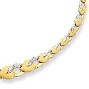  14k Two Tone Diamond Cut Heart Link Bracelet   JewelryWeb 