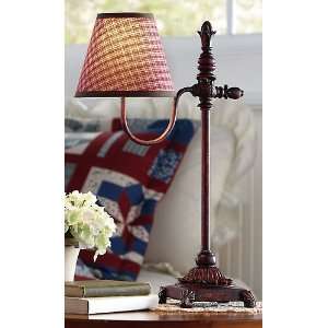  Country Red Lamp w/ Red Plaid Fabric Lamp Shade 