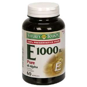  Natures Bounty Vitamin E, 1000IU, 60 Softgels Health 