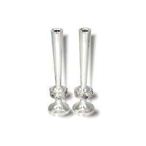  Sterling Silver Shabbat Candlesticks in Creation Theme 
