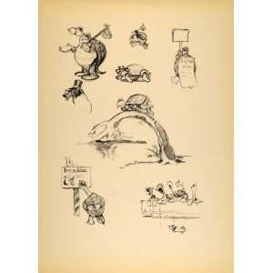 1948 Hurter Disney Cartoon Toby Tortoise Turtle Print   Original Print 