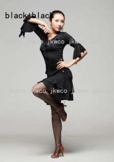  ballroom dance costume dress + top salsa rumba tango flouncing dance 