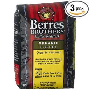 Berres Brothers Coffee Roasters Organic Peruvian Coffee, Whole Bean 