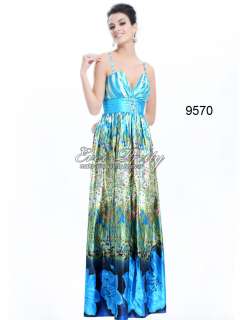 NWT Floral Print Rhinestones Satin Spaghetti Strap Prom Dress 09570BL