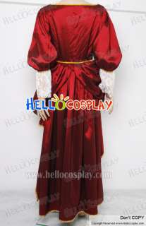 Pirates of the Caribbean Costume Elizabeth Swann Red Dress Coat Satin 