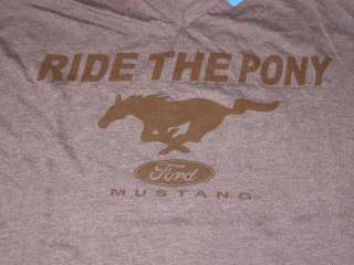 FORD MUSTANG RIDE THE PONY TNT V NECK MENS BROWN 50% COTTON T SHIRT(XL 