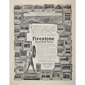  1915 Ad Firestone Tire Factory Service Stations RARE 