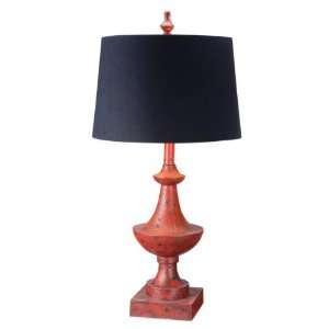   Urn Style Red with Black Shade Table Lamp