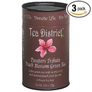 Tea District Pusateri Tribute Peach Blossom Green Tea, 36 Count, 2.54 