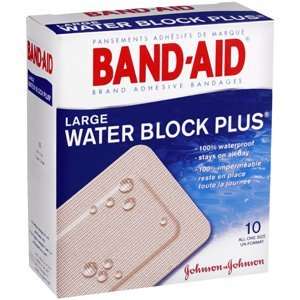 Special pack of 5 BAND AID WATER BLOCK PLUS LARGE 10 per 