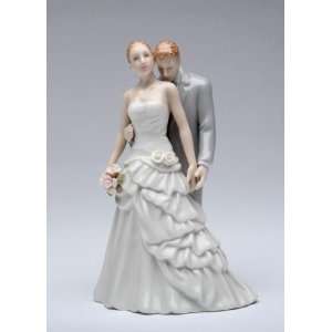  5.75 inch Ceramic Romantic Groom Kissing Bride In Tux And 