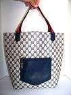 FAB* VINTAGE GUCCI BLUE SIGNATURE CANVAS & LEATHER XL TOTE BAG RED 
