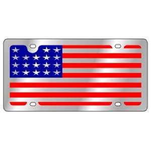  USA Full Flag   License Plate   Stainless Style 