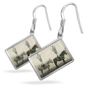 Earrings Two artists on horses, Vintagewith French Sterling Silver 