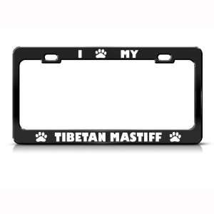 Tibetan Mastiff Dog Dogs Black Metal license plate frame Tag Holder