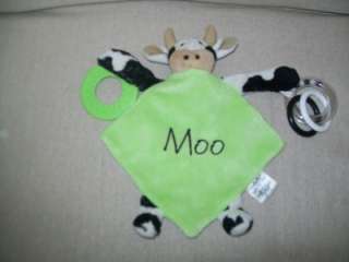 MUDPIE COW TEETHER AND RATTLE RINGS WITH SOFT LOVEY  