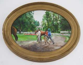 Oil Painting Saratoga Thoroughbred Racetrack Horse Medieval Mission 