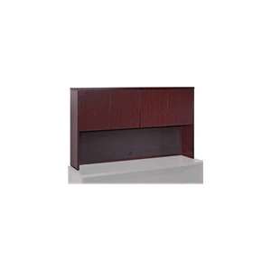 Lorell Stack on Storage Hutch Fluted Edge in Mahogany   66 x 14 x 39 