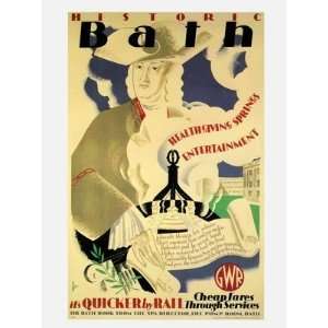  Retro Travel Prints Bath   GWR Railway Travel Poster 1935 
