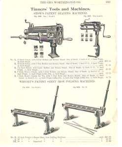 1902 Stows Tinners Beading Machine Antique Catalog Ad  