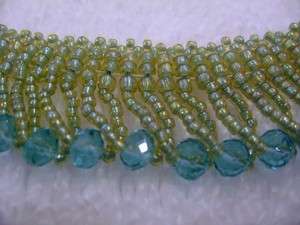 Beaded Beadwork Collar Choker Sea Green Glass Seed Beads Necklace 