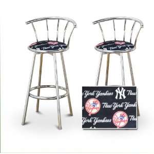  2 New York Yankees Baseball Soft MLB Custom Chrome Barstools 