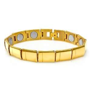   Gold Plated Magnetic Therapy Bio Healing Mens Bracelet 8.75 inch long