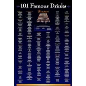 101 FAMOUS DRINKS SHOOTERS 24X36 WALL POSTER #24025  