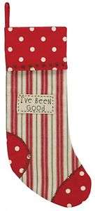 Christmas Stocking   Holly Dots Been Good Pattern   Park Designs 