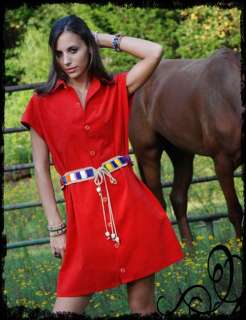 Vtg 70s Western Embroidered Cow Skull Belt Mini Dress  