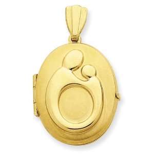  14k Oval Mother Holding Baby Locket Jewelry