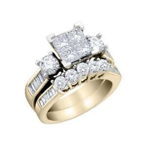 Princess Cut Diamond Engagement Ring & Wedding Band Set 1.5 Carat (ctw 