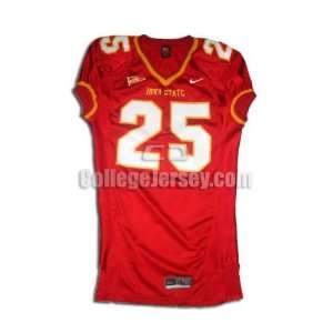  Red No. 25 Game Used Iowa State Nike Football Jersey (SIZE 